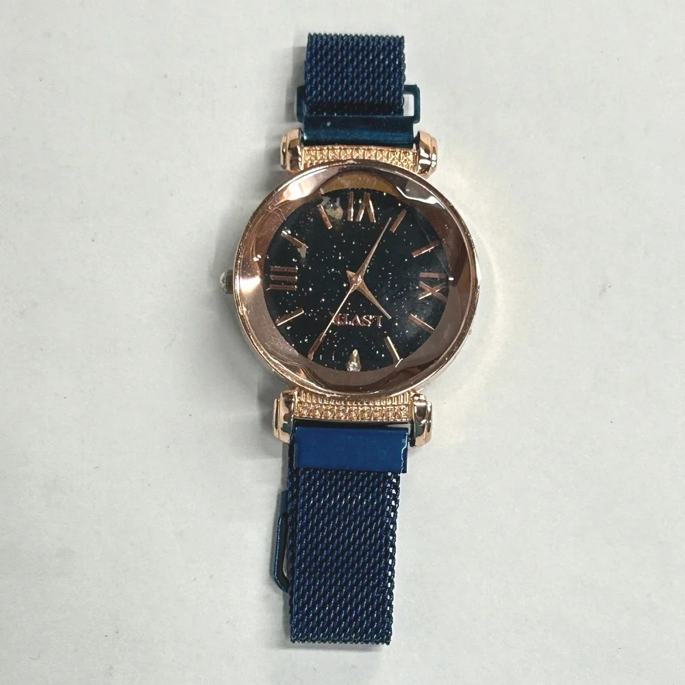 Celestial Starry Night Magnetic Mesh Strap Watch OS Blue‎ Rose Gold Minimalist